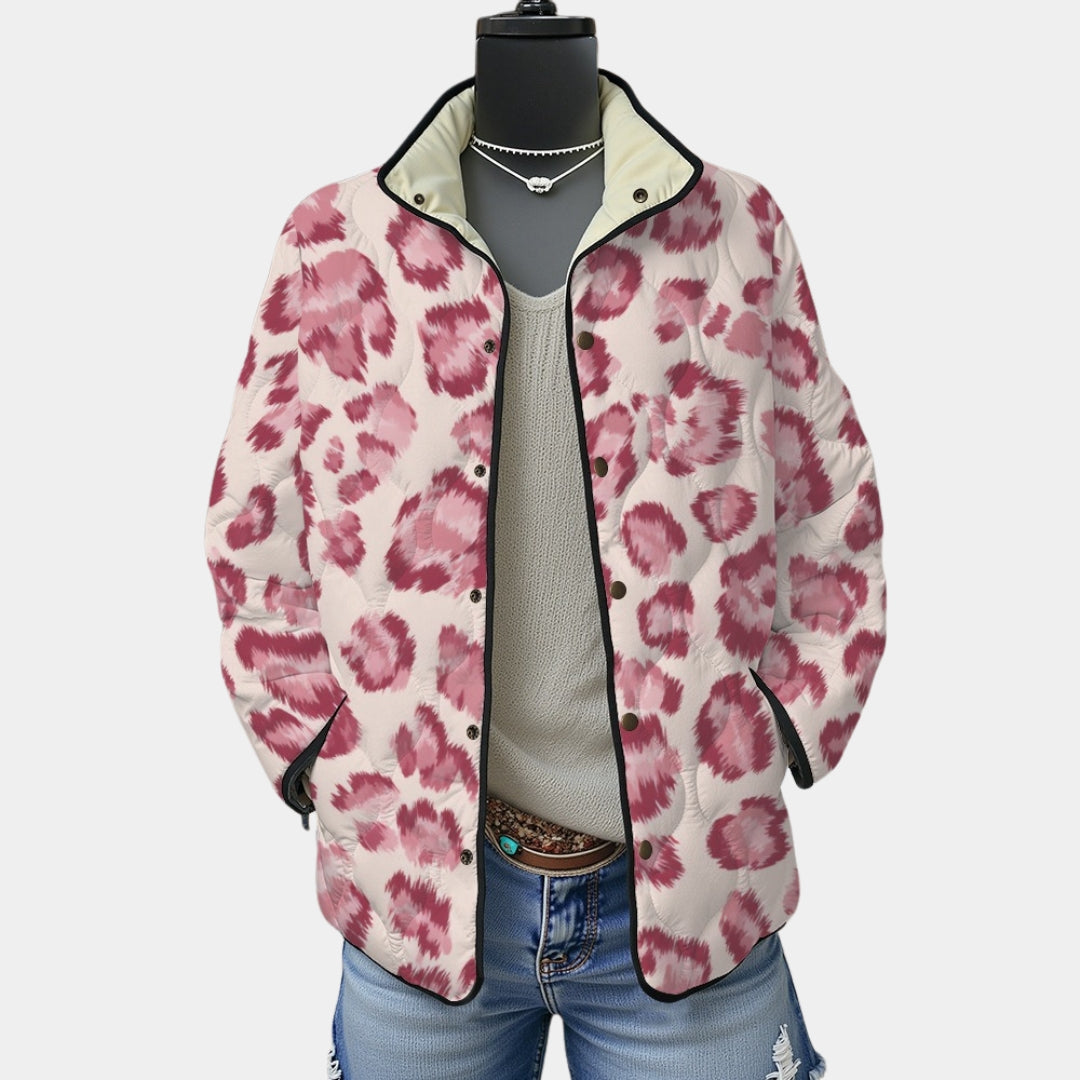 Vivienne | Blush Leopard Quilted Jacket