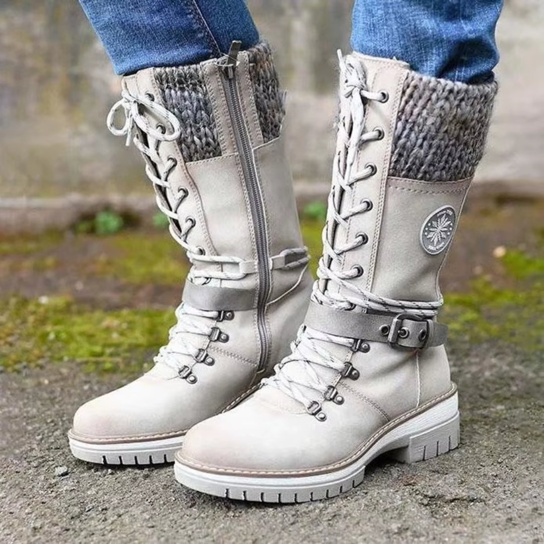 Roselle | Lace-Up Boot with Soft Knit Cuff