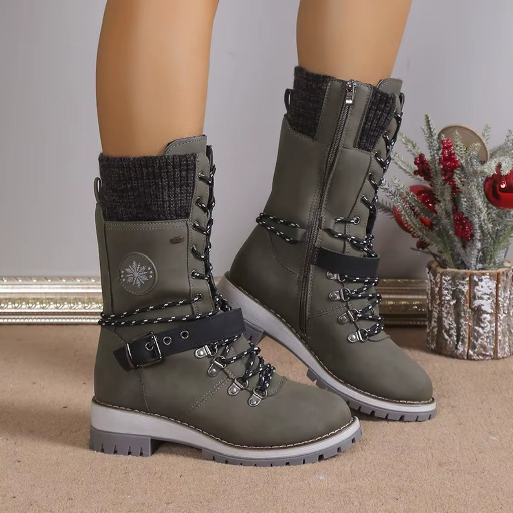 Roselle | Lace-Up Boot with Soft Knit Cuff