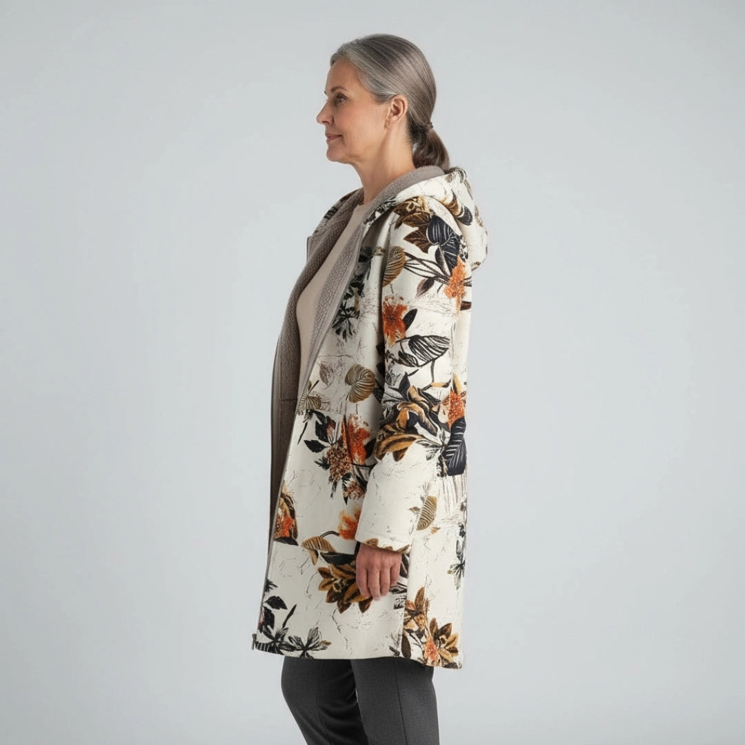 Annelise | Warm Fleece Floral Coat