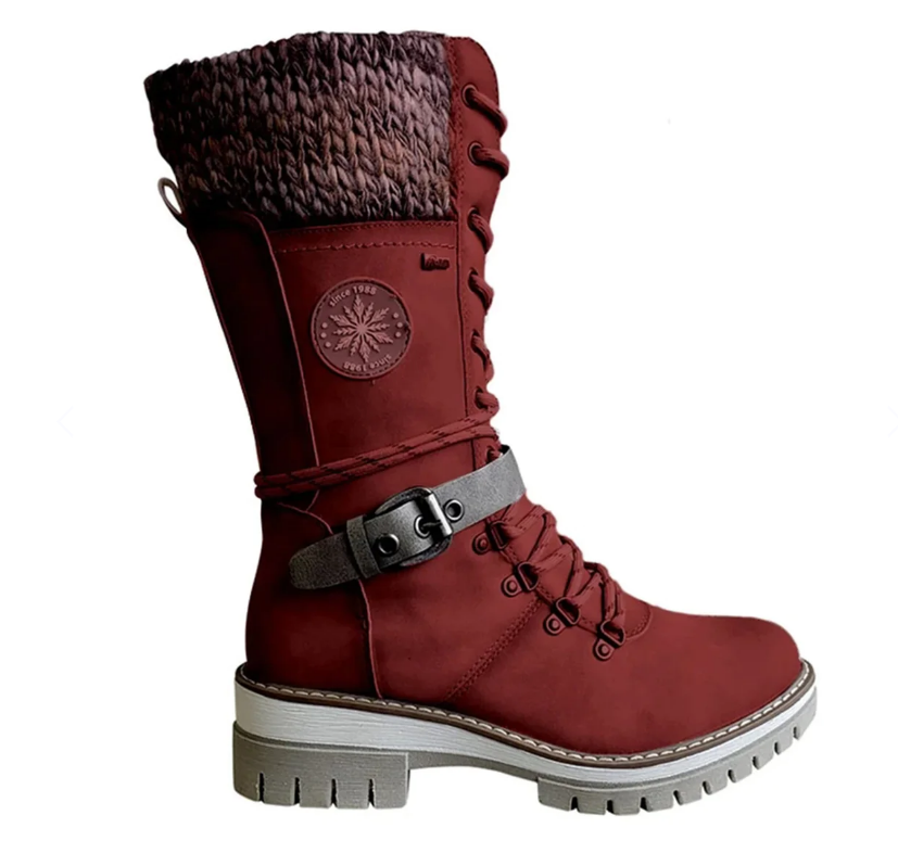 Roselle | Lace-Up Boot with Soft Knit Cuff