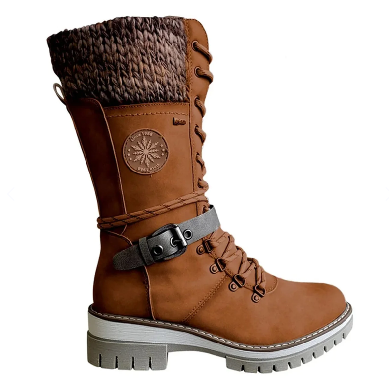 Roselle | Lace-Up Boot with Soft Knit Cuff