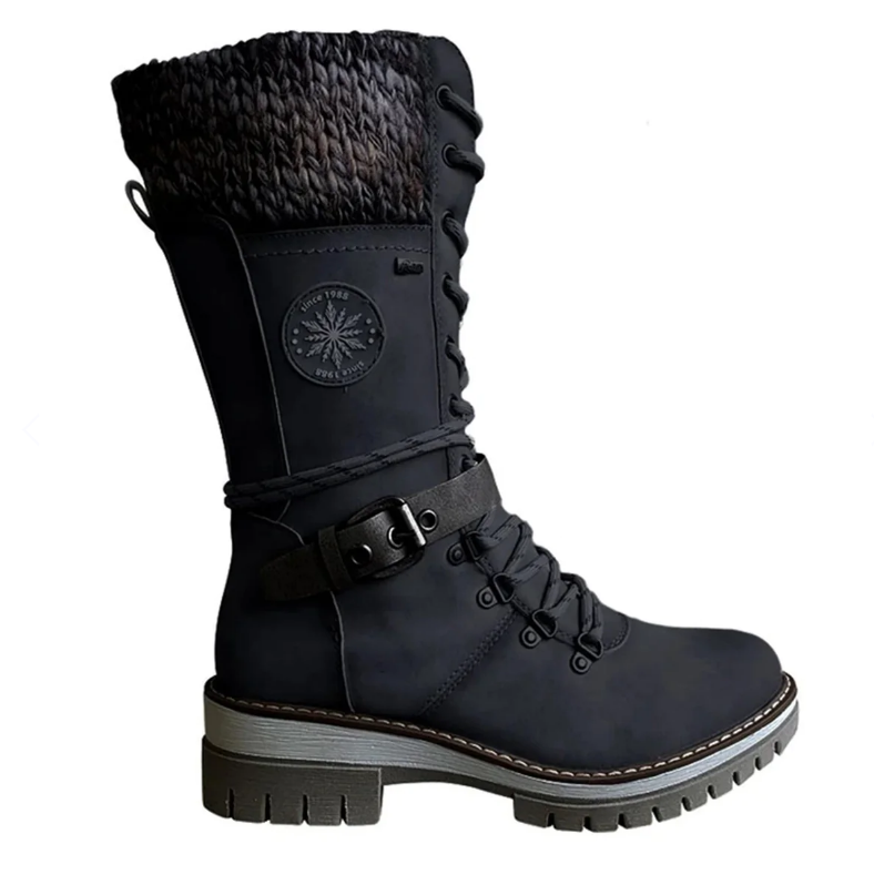 Roselle | Lace-Up Boot with Soft Knit Cuff