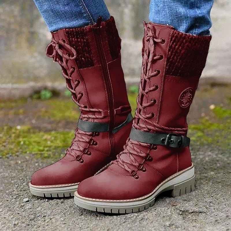 Roselle | Lace-Up Boot with Soft Knit Cuff