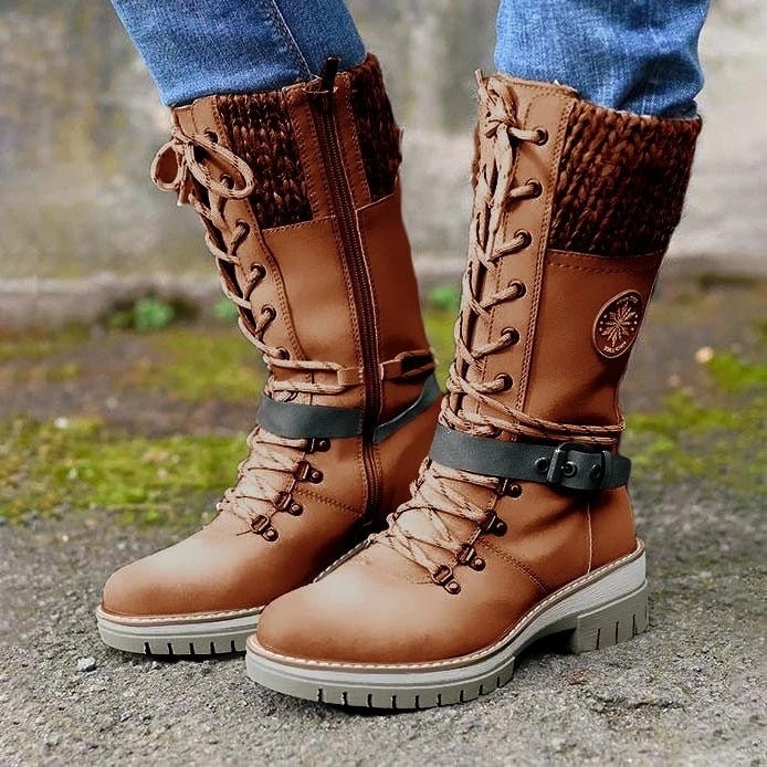 Roselle | Lace-Up Boot with Soft Knit Cuff