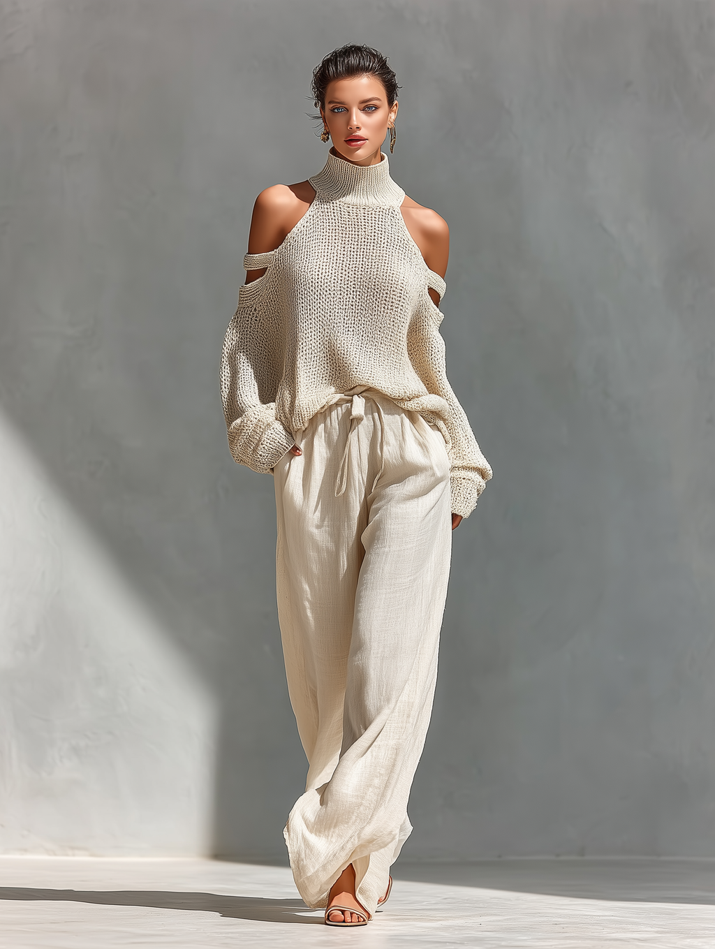 DIORELLE| KNIT TOP & WIDE-LEG PANTS SET FOR WOMEN