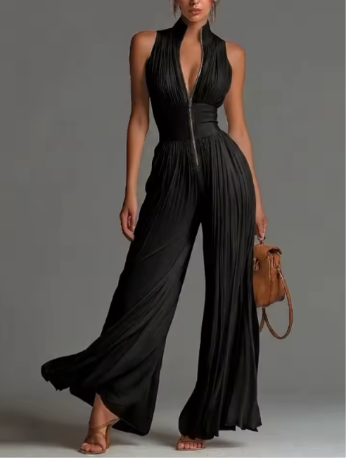 ZAKIRA | PLEATED HALTER JUMPSUIT FOR WOMEN
